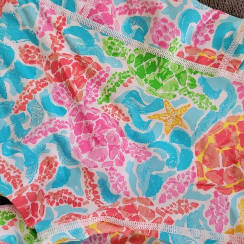 Barbara Erickson Women's Multicolor Turtle Print Swim Shorts Size Medium
